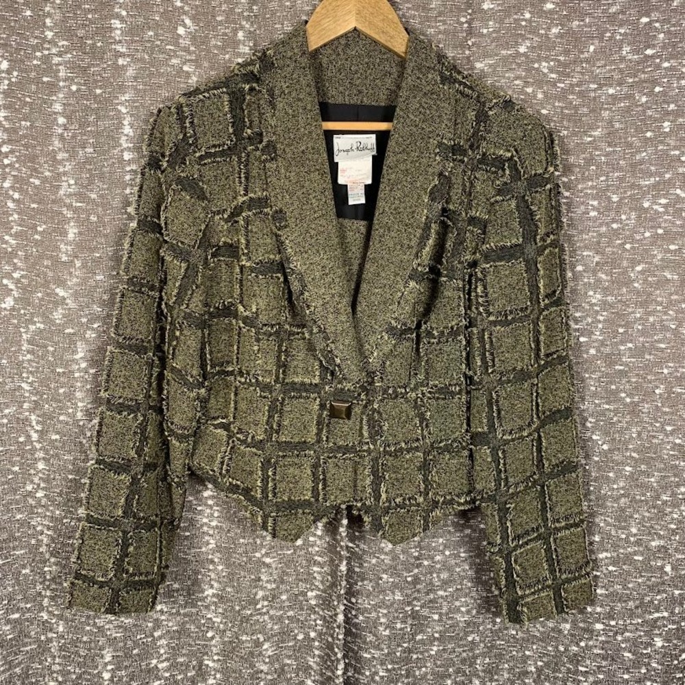 Joseph Ribkoff Green Textured Blazer Jacket Vintage Preppy Academia Women's 12